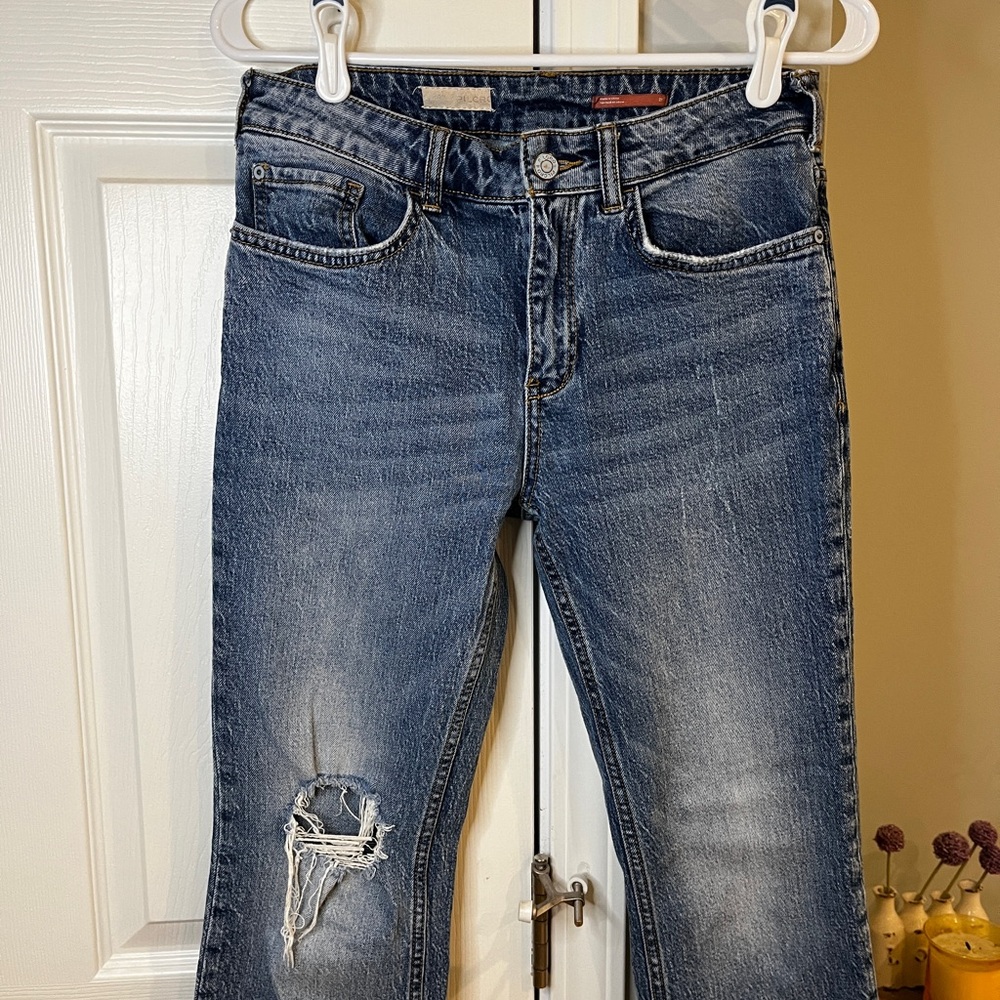 Distressed Blue Jeans